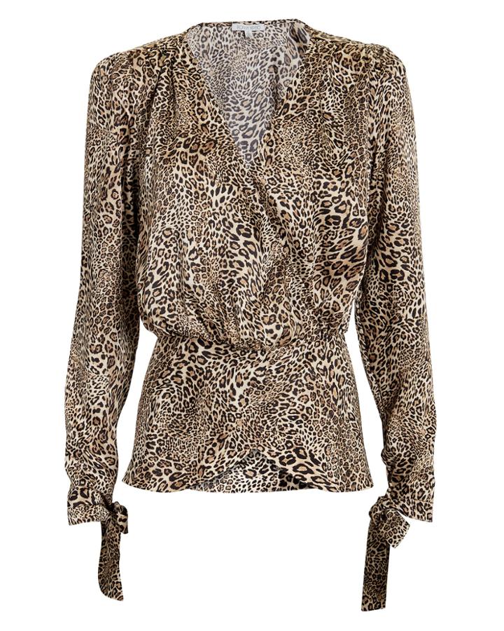 Torn Ronny Kobo Crosella Leopard Crossover Blouse Multi S