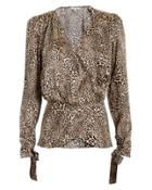 Torn Ronny Kobo Crosella Leopard Crossover Blouse Multi S