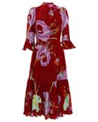 La Double J La Doublej Visconti Crepe Floral Dress Red/orchid S