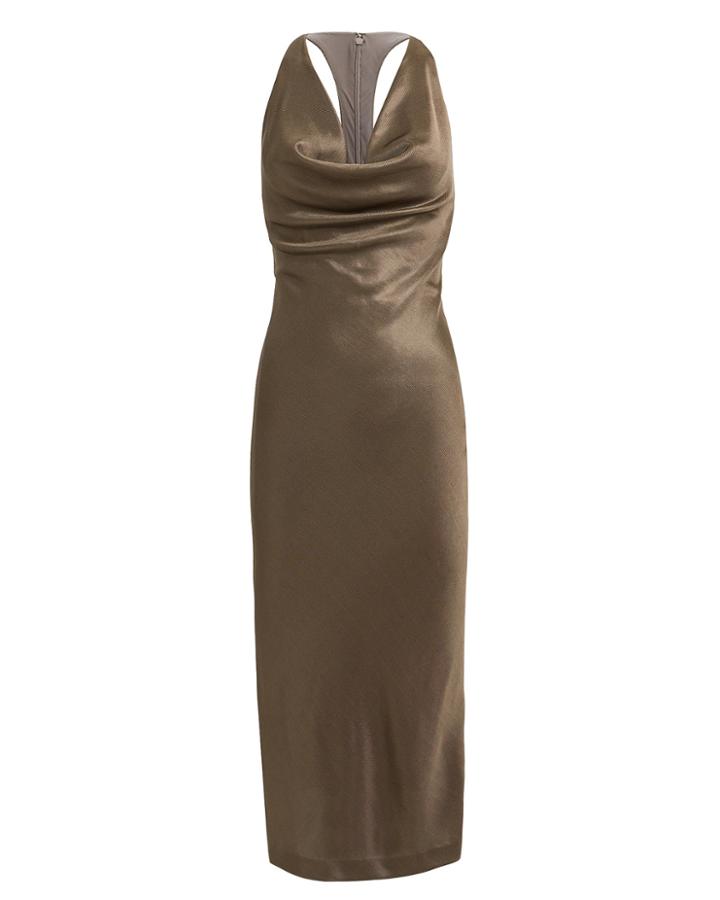 Cushnie Cowl Neck Pencil Dress Brown 4