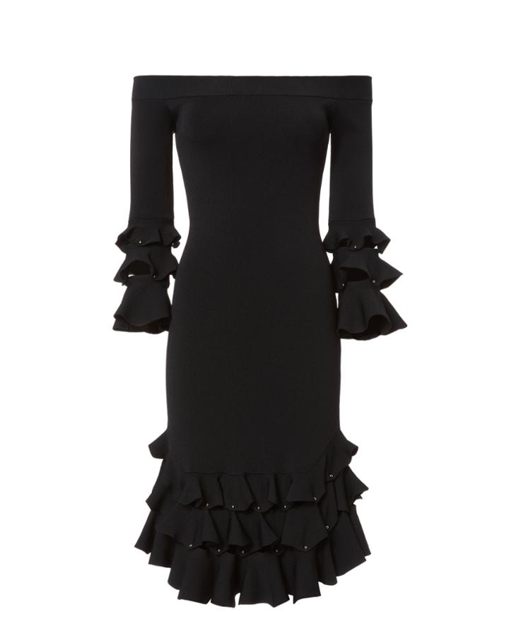 Jonathan Simkhai Off Shoulder Slashed Knit Dress