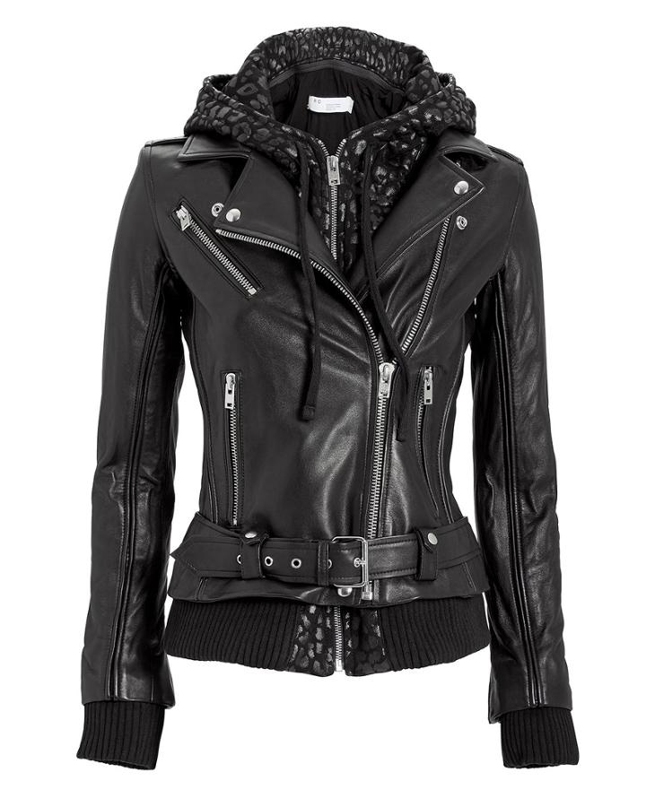 Iro Harper Leopard Combo Leather Jacket Black 42