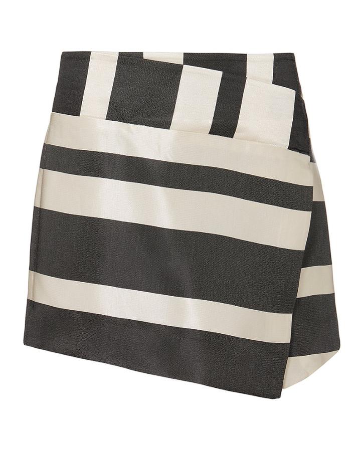 Michelle Mason Striped Wrap Mini Skirt Blk/wht 4