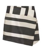 Michelle Mason Striped Wrap Mini Skirt Blk/wht 4