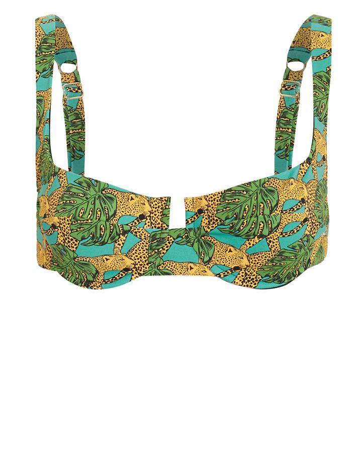 Reina Olga Brigitte Jungle Bandeau Bikini Top Blue/green Animal Print 2