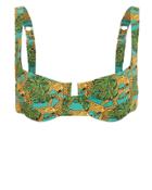 Reina Olga Brigitte Jungle Bandeau Bikini Top Blue/green Animal Print 2