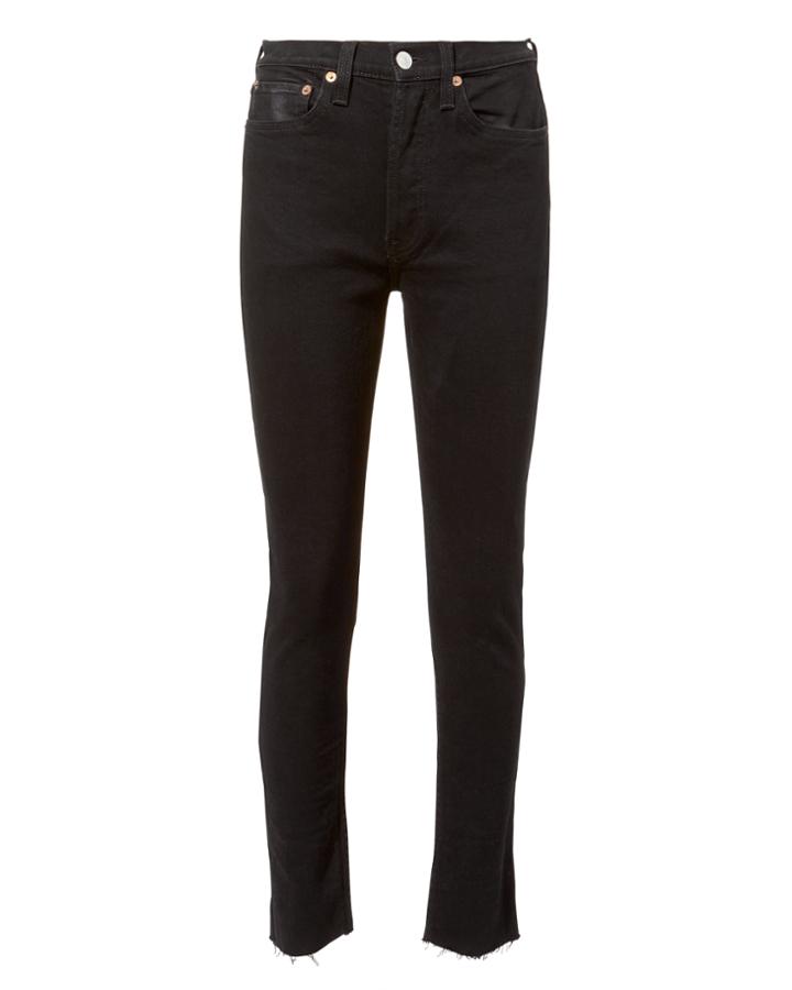 Re/done High-rise Ankle Crop Jeans Black 23