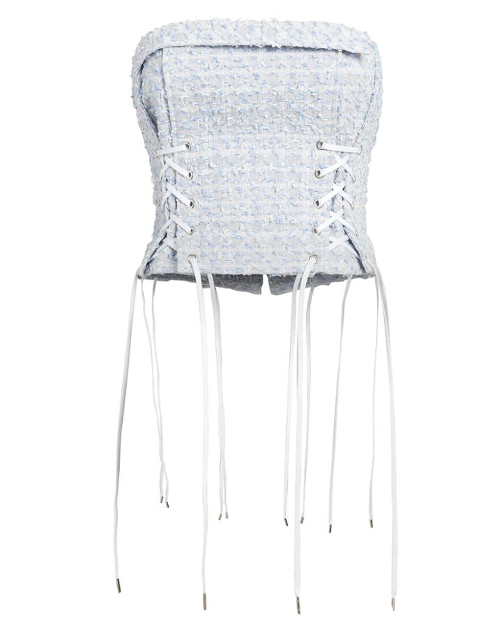 Adeam Tweed Lace-up Bustier Blue Tweed 4