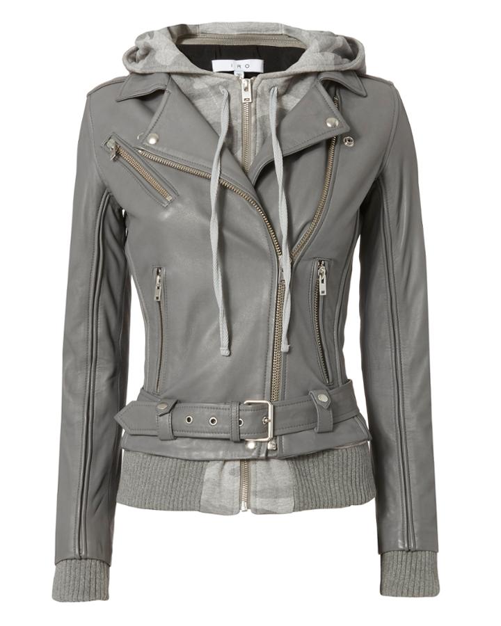 Iro Harper Camo Combo Leather Jacket Grey 38