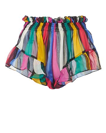 Caroline Constas Mer Rainbow Ruffle Shorts Multi P