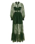 Self-portrait Floral Fine Lace Maxi Dress Green 2
