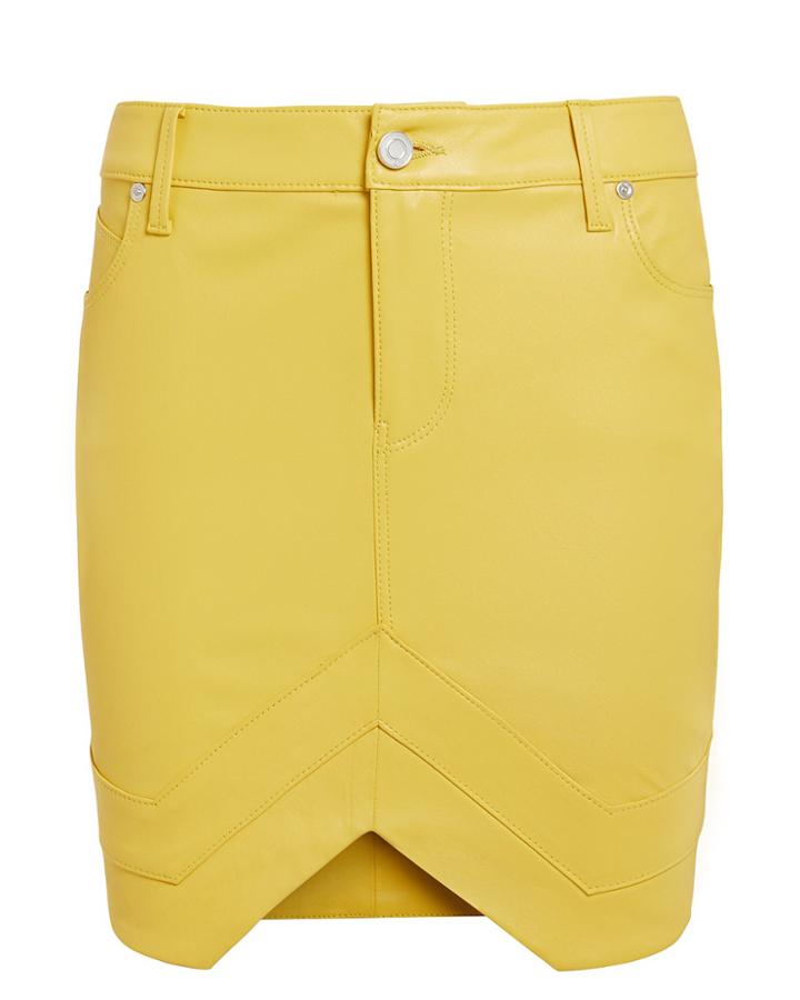 Rta Tempest Leather Mini Skirt Electric Yellow Zero
