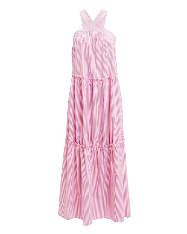 Notes Du Nord Kim Striped Maxi Dress Pink/white 36