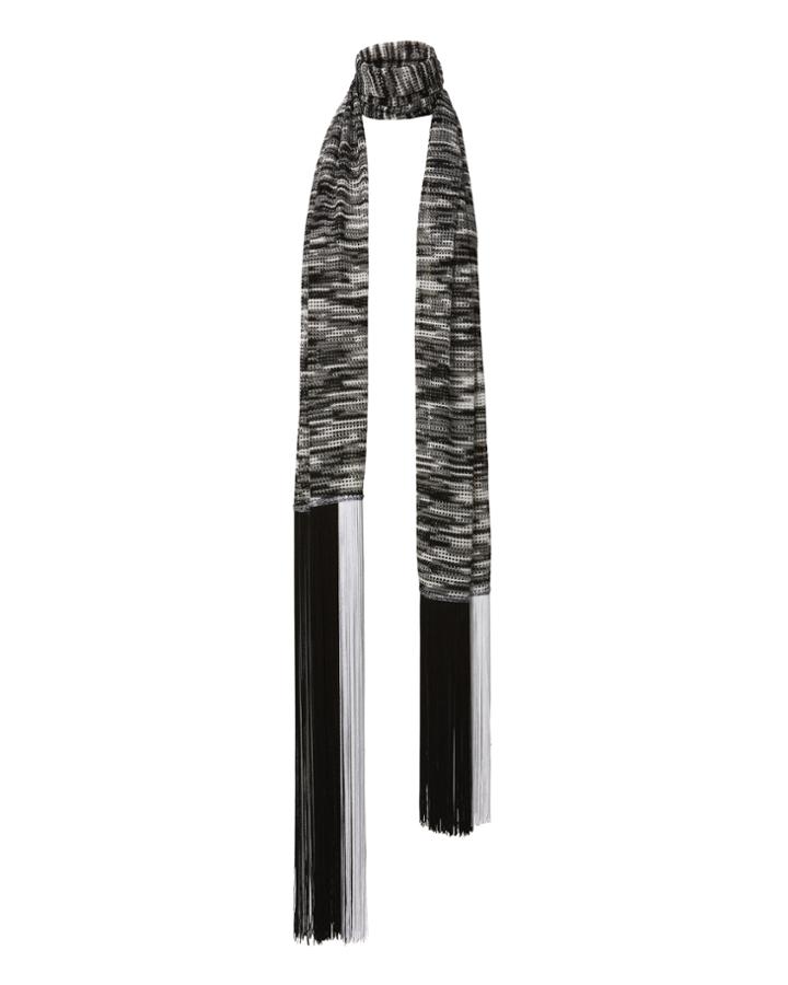 &quot;missoni Black And White Fringe Knit Scarf&quot;
