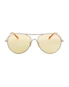 Oliver Peoples Rockmore Light Yellow Aviator Sunglasses Yellow 1size