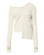 Helmut Lang Off Shoulder Rib Knit Sweater Grey-lt P