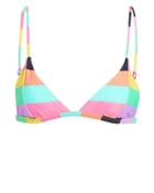 Inc Swim Coco Stripe Basic Bralette Bikini Top Pink/yellow/blue L