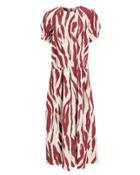 Anine Bing Dahlia Zebra Print Midi Dress Red/white P