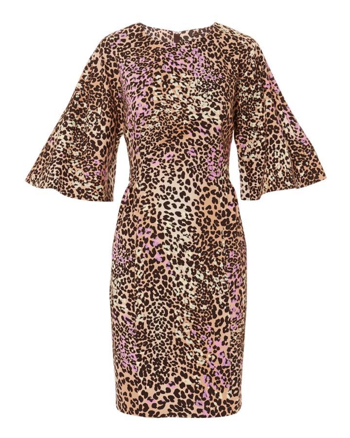 Adam Lippes Flutter Sleeve Leopard Dress Multi Zero