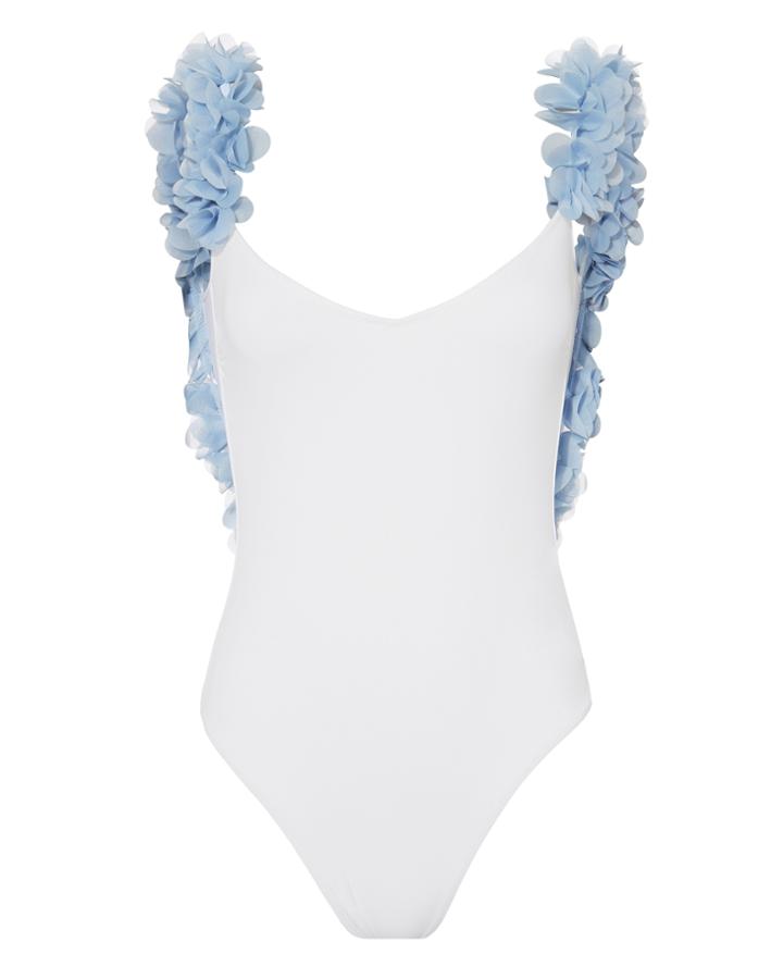 La Reveche La Revche Amira Blue Petal White One Piece Swimsuit White M