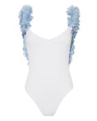 La Reveche La Revche Amira Blue Petal White One Piece Swimsuit White M