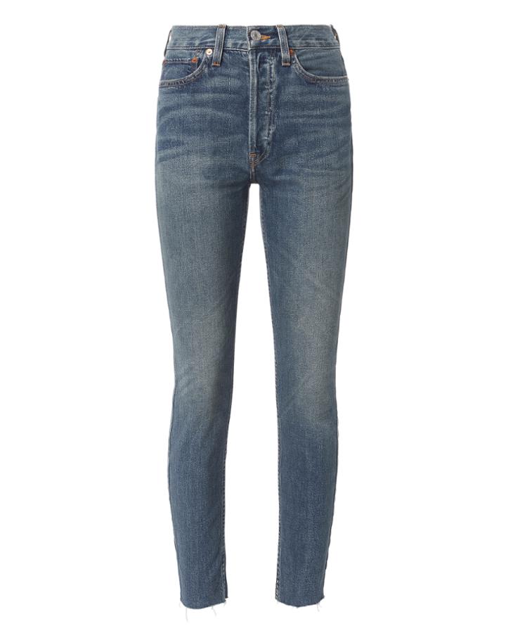 Re/done High-rise Ankle Crop Dark Wash Jeans Denim 26