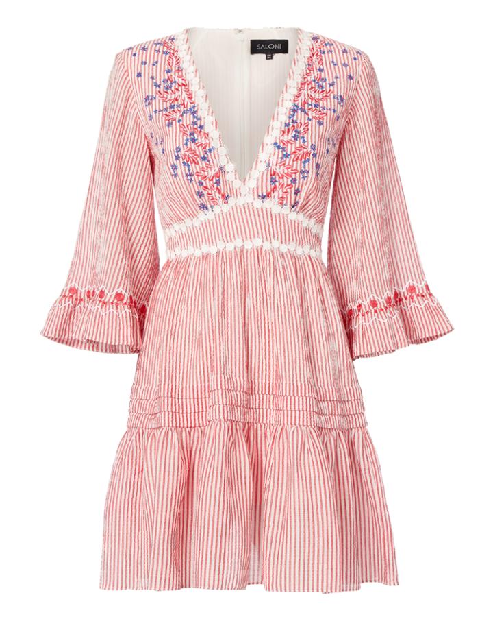 Saloni London Saloni June V-neck Mini Dress Stripe Zero