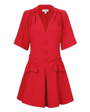 Carven Femme Carven Robe Courte Lace-up Dress Red 34