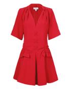 Carven Femme Carven Robe Courte Lace-up Dress Red 34