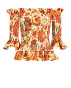 Caroline Constas Off Shoulder Floral Top Red/orange/yellow M