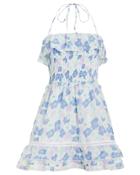 Kisuii Cosmia Smocked Halter Mini Dress Blue/floral S