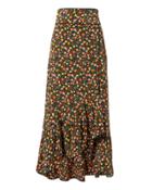 Ganni Joycedale Wrap Ruffle Midi Skirt Multi 36