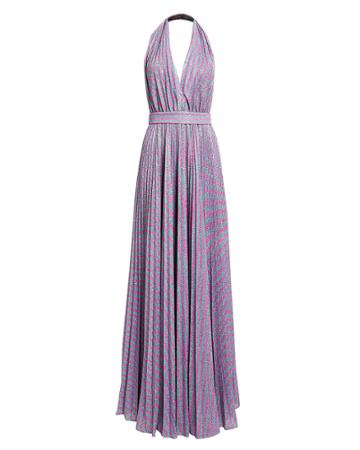 Philosophy Di L.serafini Philosophy Di Lorenzo Serafini Lurex Striped Halter Gown Blue/purple 40