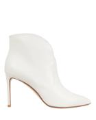 Francesco Russo White Curve Top Leather Booties White 39