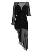 Michelle Mason Polka Dot Asymmetric Dress Black/white 6