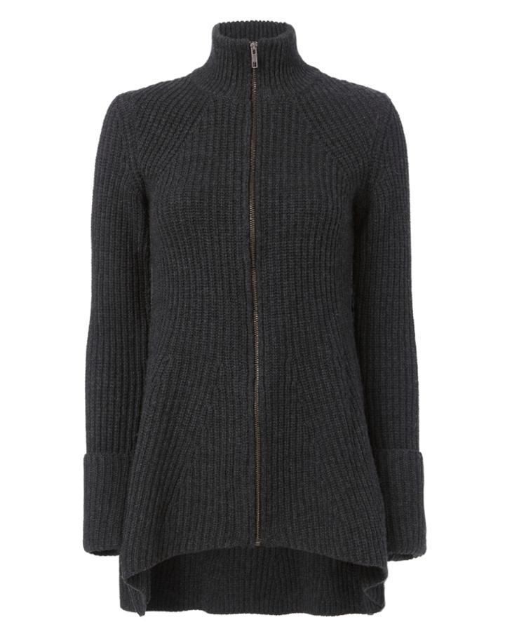 Exclusive For Intermix Gina Zip-up Cardigan Grey-drk 2 P/s
