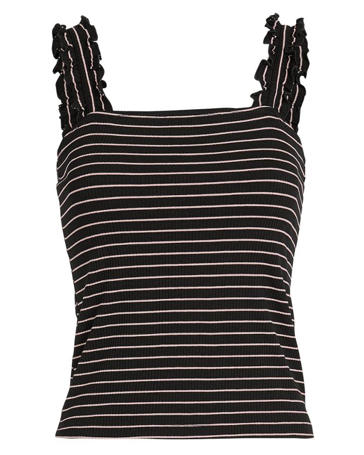 Exclusive For Intermix Intermix Carla Stripe Ruffle Tank Black/pink M