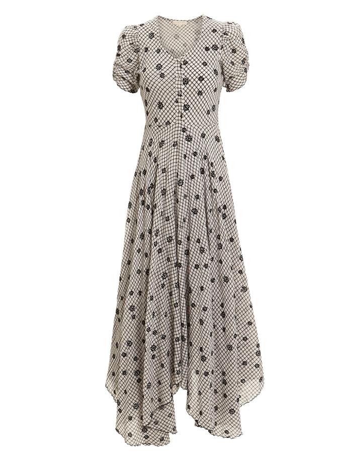 Love Shack Fancy Loveshackfancy Coraline Gingham Embroidered Maxi Dress Black/white 4