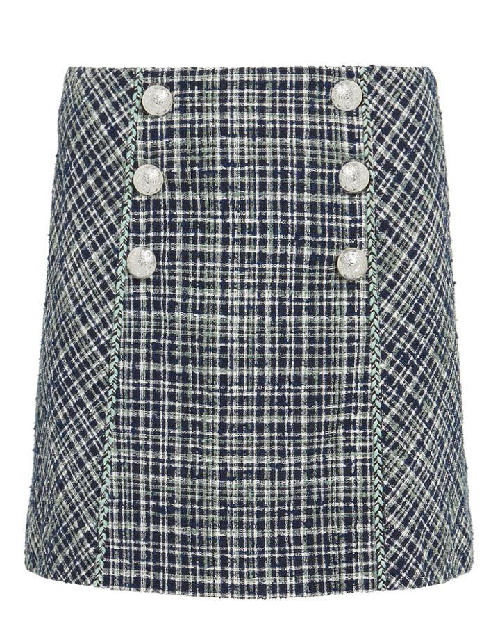 Veronica Beard Stark Tweed Mini Skirt Navy 6
