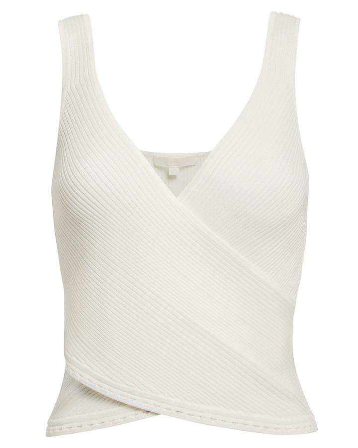 Jonathan Simkhai Eyelet Ribbed Knit White Top White M