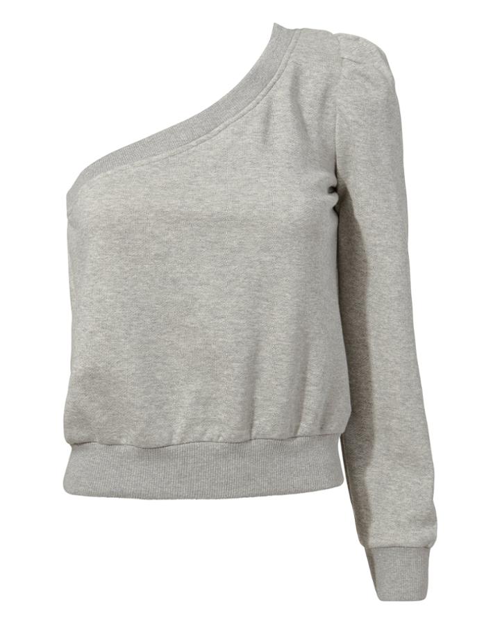 Alc A.l.c. Crane One Shoulder Sweatshirt Grey-lt P