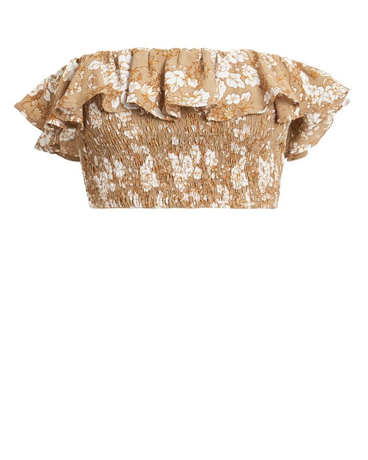 Faithfull The Brand Ines Strapless Crop Top Beige/white S