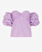 Johanna Ortiz Off The Shoulder Gingham Ruffle Top