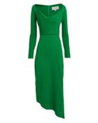 Michelle Mason Off Shoulder Crepe Suiting Dress Emerald Green 4