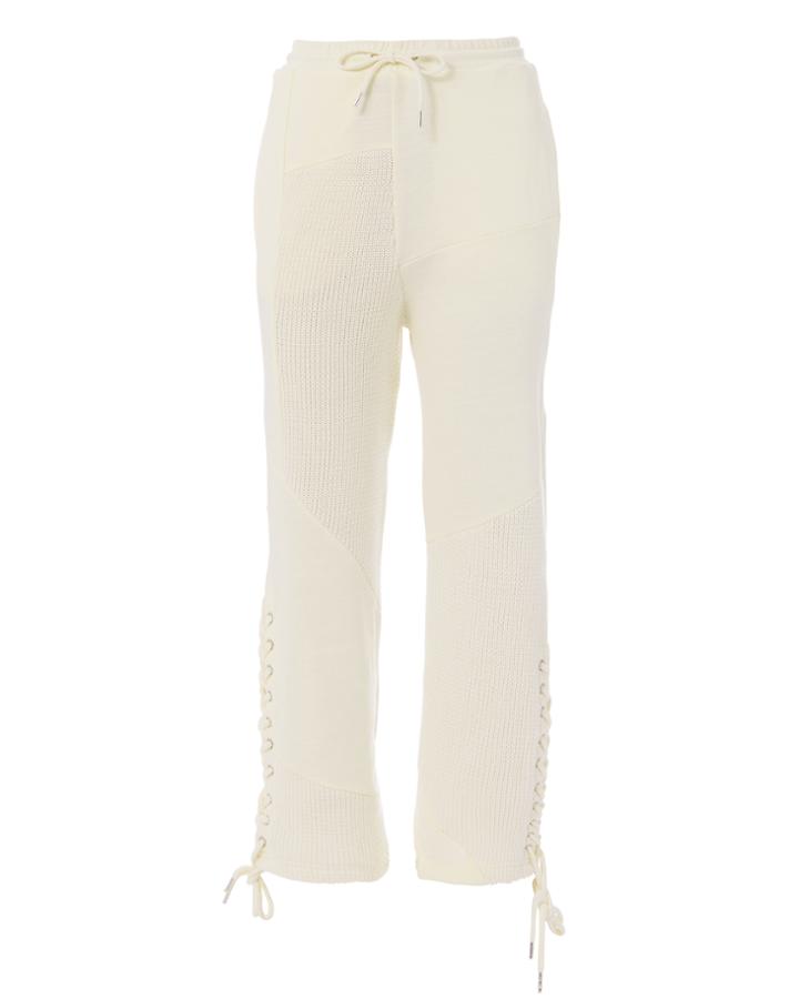 Mcq By Alexander Mcqueen Lace-patched Boyfriend Pants Ivory Xxs