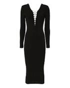 T By Alexander Wang Lace-up Black Midi Dress