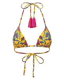 Lazul Tassled Triangle Printed Bikini Top