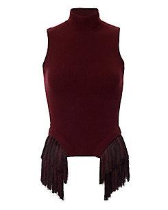 Mugler Fringe Trim Sleeveless Knit Sweater