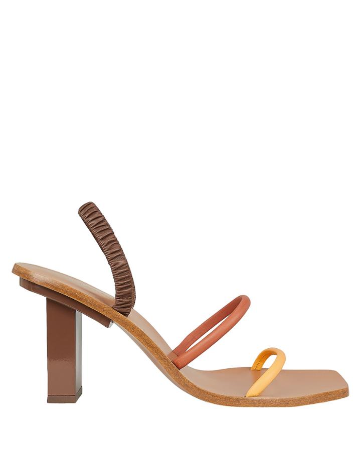 Cult Gaia Kaia Strappy Leather Sandals Brown 39
