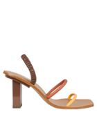 Cult Gaia Kaia Strappy Leather Sandals Brown 39